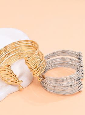 多层线条手镯女小众时尚设计感