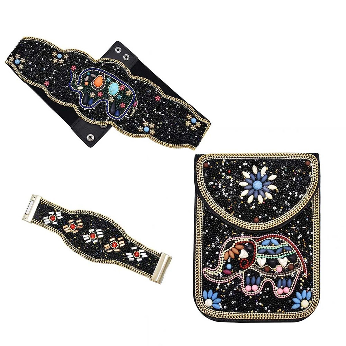 大象米珠皮革包包复古民族风手链新疆复古腰封云南丽江旅游斜跨包