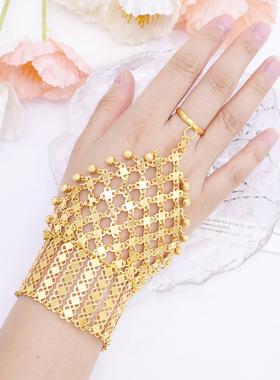 复古西亚民族风金色镂空连指手链