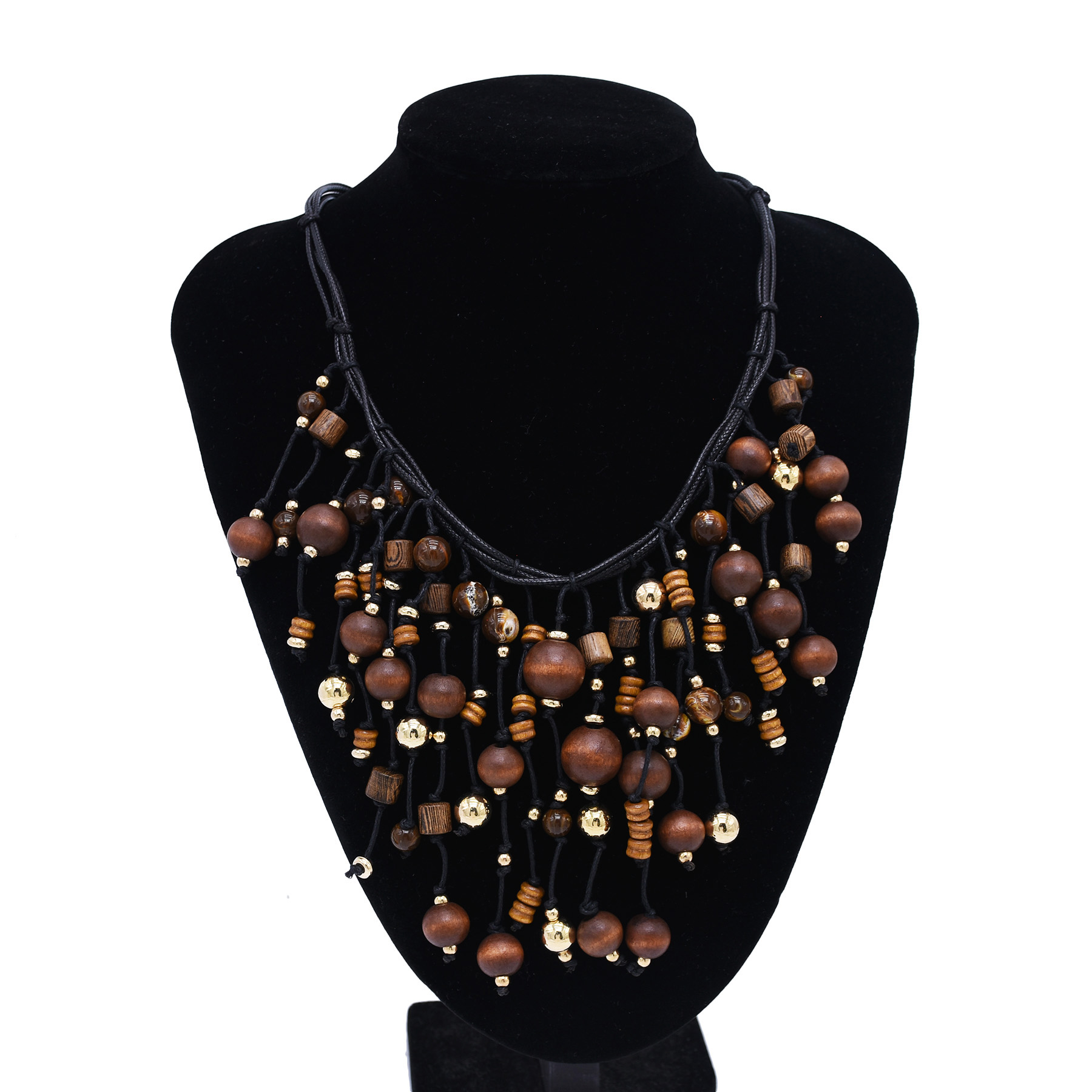 新款复古木质珠子项链女