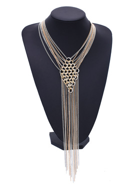 多层链条流苏项饰手链两件套