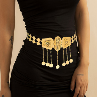 肚皮舞金色腰链新疆复古民族风流苏饰品敦煌古风腰饰云南写真腰带