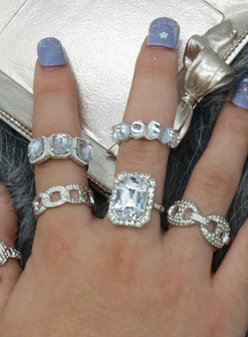 欧美风时尚戒指套装银色蛇形