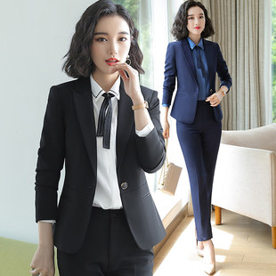 酒店工作服长袖前台餐饮服务员收银职业女装套装宾馆KTV制服秋冬