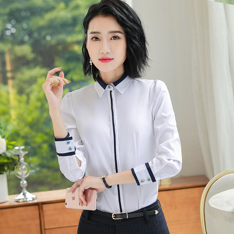 白衬衫女职业长袖2022春秋新款正装端庄大气工作服韩版衬衣女装ol