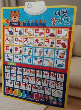 韩国语字母表挂图有声早教启蒙识字学习数学整体认读音节表墙贴