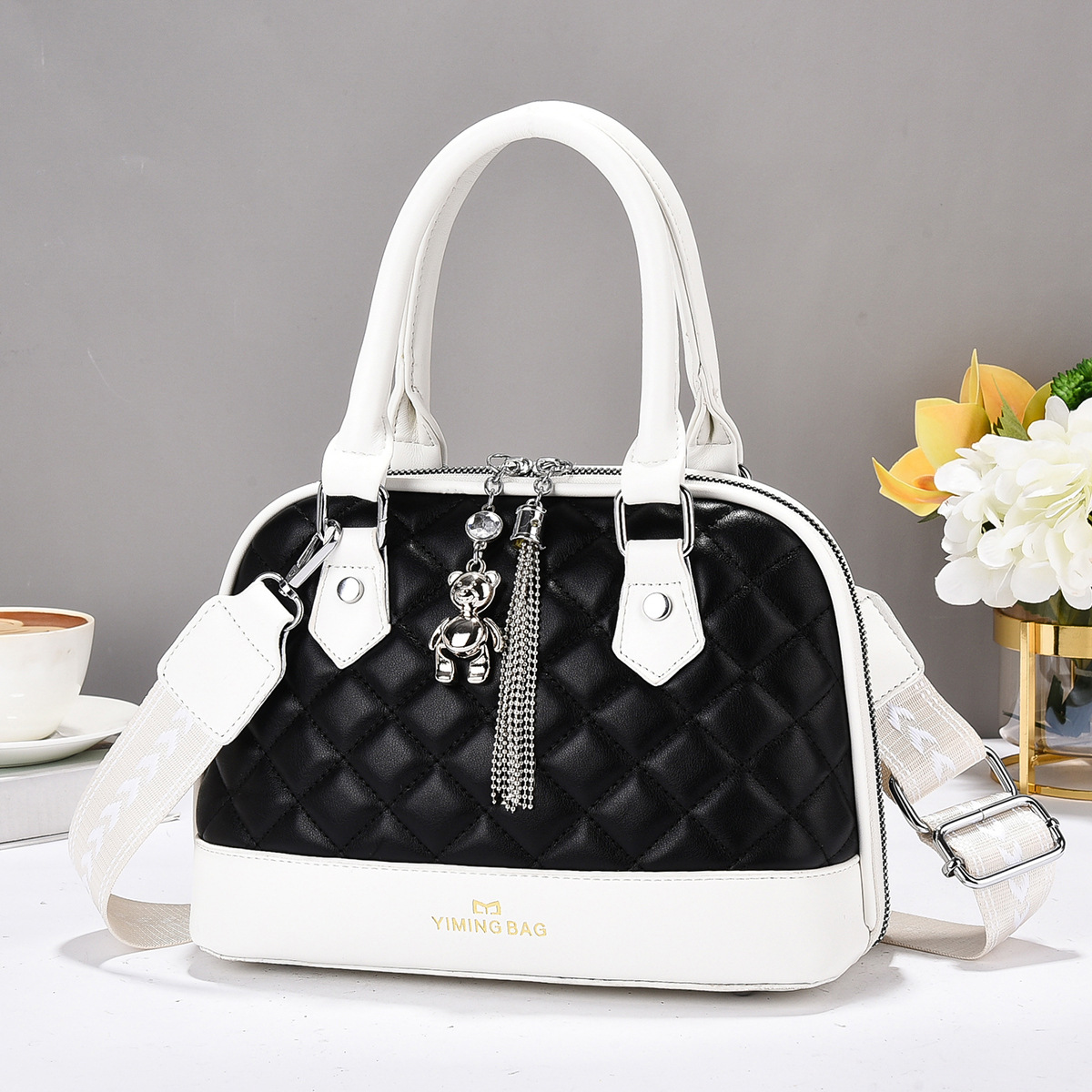 2025新款菱格女包时尚贝壳包小香风手提包简约欧美休闲百搭女