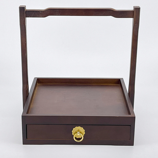 仿古中国风四方手提抽屉盒子特色竹木创意餐具盘子提篮提盒明档