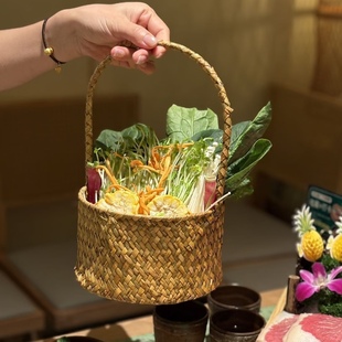山缓缓三出山同款 山野风藤编手提篮菜篮菌菇篮田野风手工藤编篮