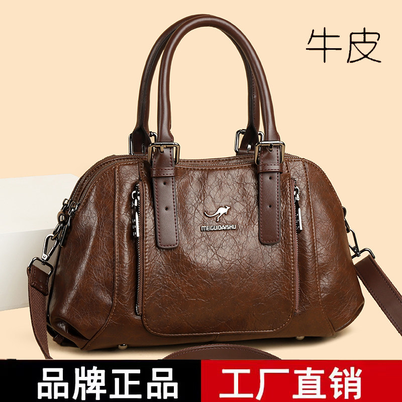 品牌正品真皮牛皮女包2026新款时尚大容量复古手提包女单肩斜跨包