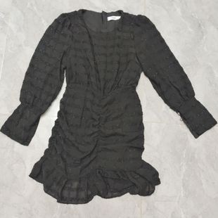 胸围96 裙长75 腰围76 黑色亮丝雪纺鱼尾连衣裙 春季