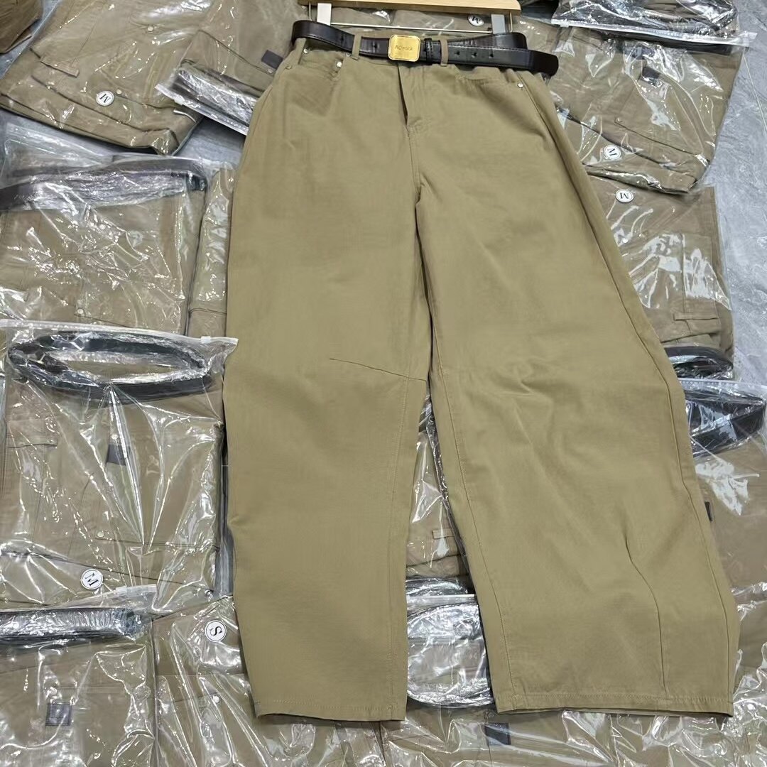 高腰皮帶长裤女春款薄款2025年新款宽松阔腿显工装裤字辣妹修腿