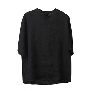 小黑 2310 汉麻高支高密柔软透气套头圆领T恤休闲短袖