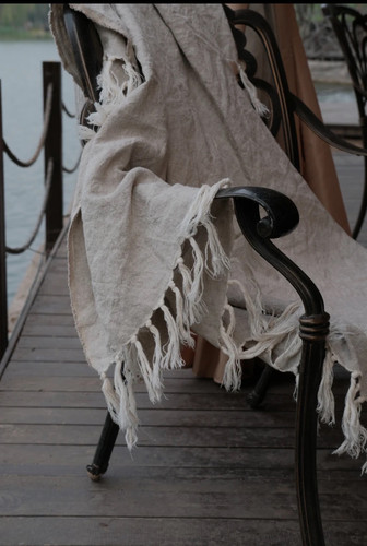 重磅六支汉麻雨露麻流苏盖毯