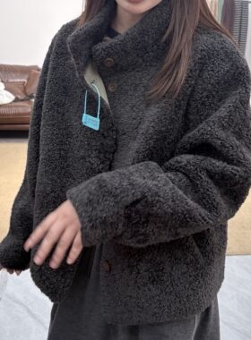 秋冬高级感韩系保暖羊毛皮毛一体休闲女休闲百搭上衣外套