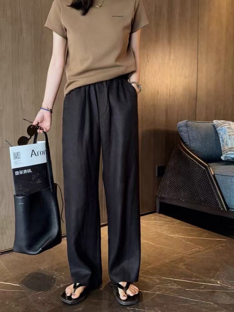 小叶紫檀汉麻休闲裤高密度麻料显瘦显瘦百搭休闲裤25208