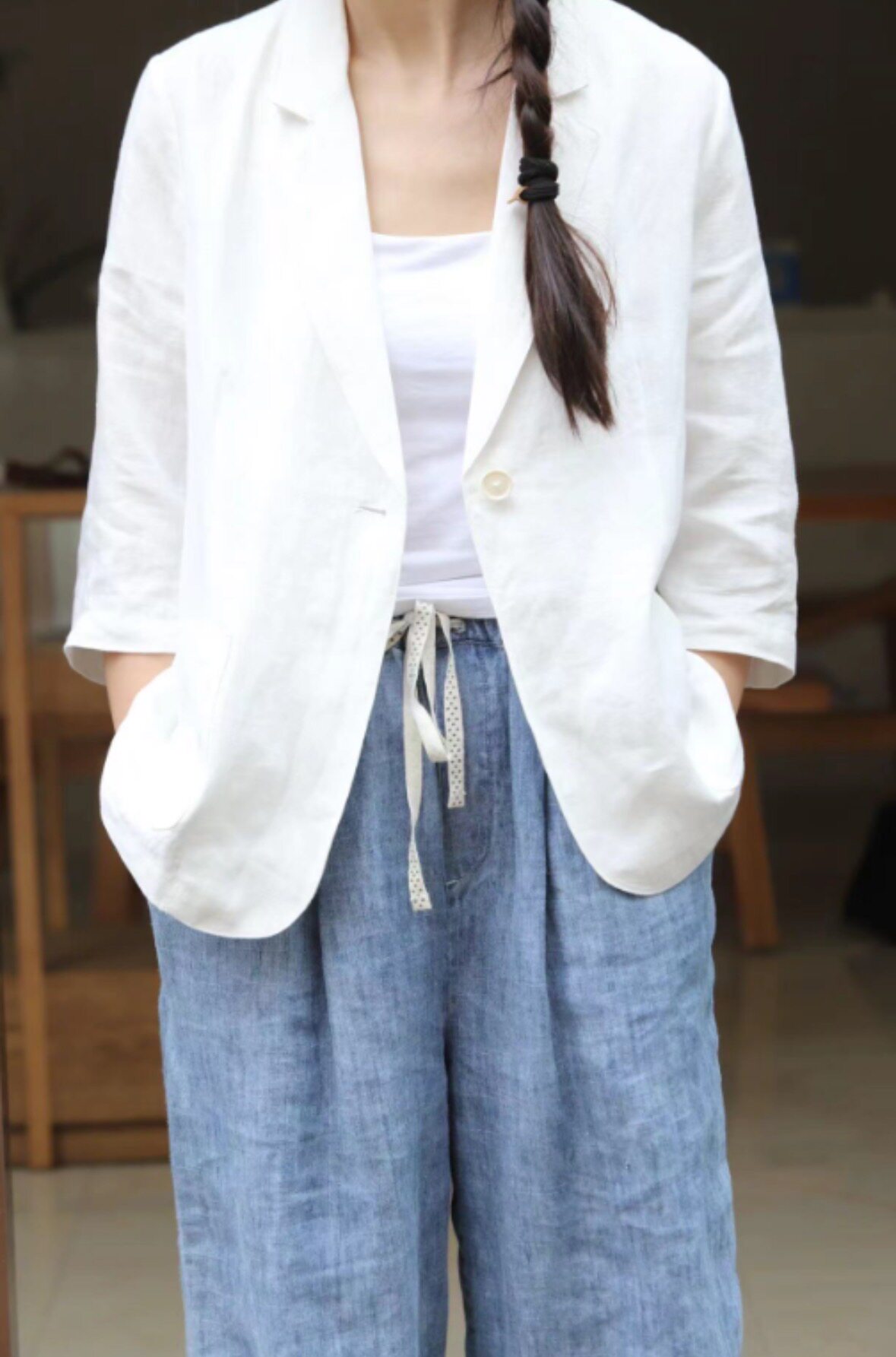 2025新款薄款弹力汉麻小西服24131,女装/女士精品,西装,淘宝优惠券,粉丝福利购,淘宝优惠卷