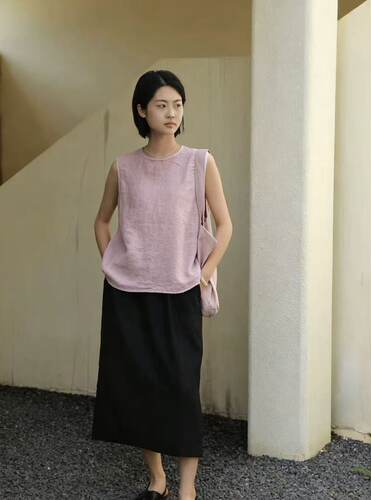 100%汉麻舒适度ju好 宝藏单品 日式简约无袖罩衫 背心上衣女2686