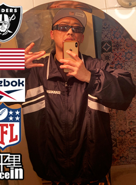 【北京现货】OAKLAND RAIDERS NFL REEBOK老锐步经典匪帮防风夹克