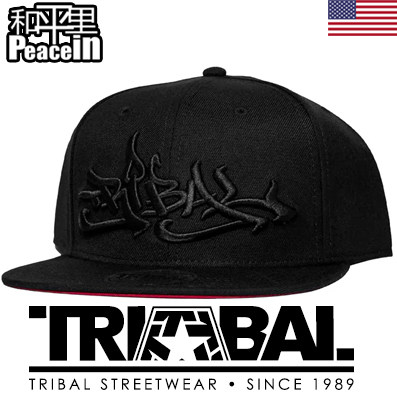 【北京现货】Tribal gear官网购回snapback 黑色红底街头涂鸦字体