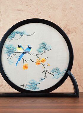 手工双面绣刺绣摆台苏绣摆件家居饰品结婚乔迁商务伴手礼文创礼品