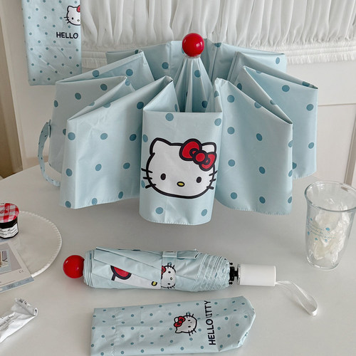 小波点HelloKitty雨伞女全自动晴雨两用太阳伞防晒防紫外线遮阳伞