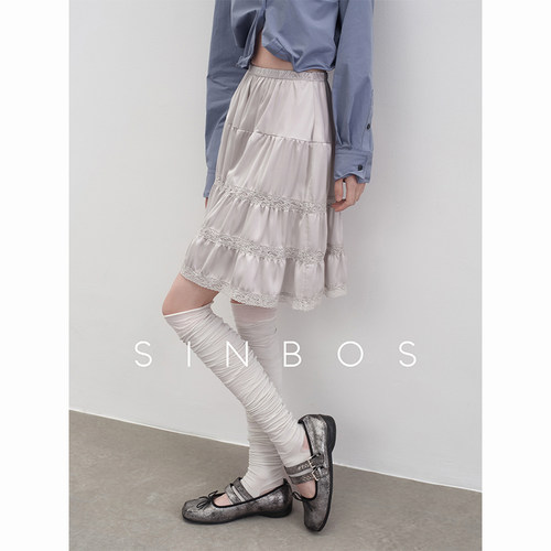 【汤曼妮粉丝专享】SINBOS水云间 雾光缎面材质蕾丝蛋糕半身裙女