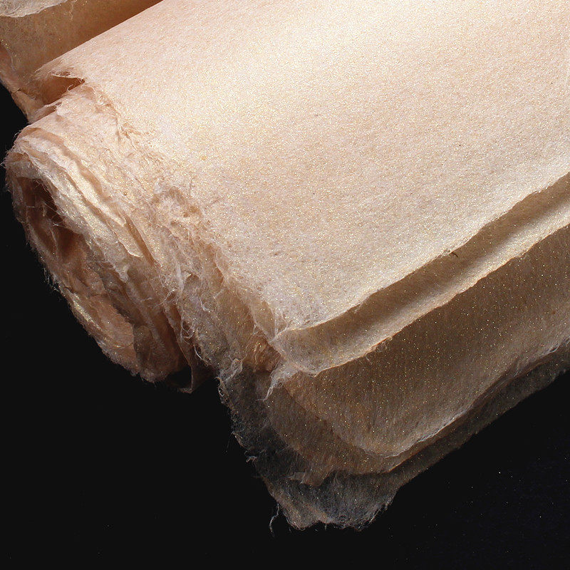 四尺整张纯手工古法仿古楮皮金粉雁皮纸 半生熟抄经书画创作宣纸