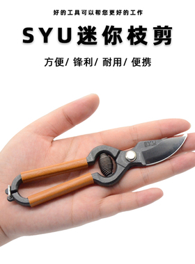 日本原装进口SYU迷你小枝剪园林花艺花道摘果家用方便便携
