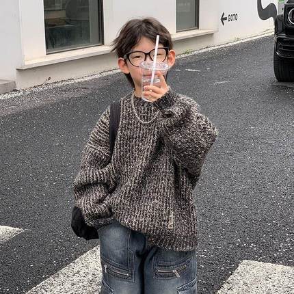 外穿毛衣保暖洋气套头衫韩版上衣儿童秋冬小童冬季2024男童中新款