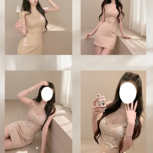 纯欲镂空露背法式蕾丝显瘦连衣裙