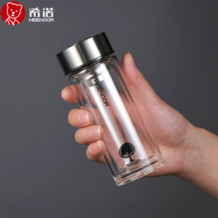 希诺双层玻璃杯小巧迷你精致水杯女士小号隔热茶杯男便携口袋杯子