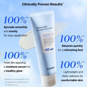 COSRX超轻隐形防晒霜SPF50PA++++50ml敏感肌温和海边旅行户外防护