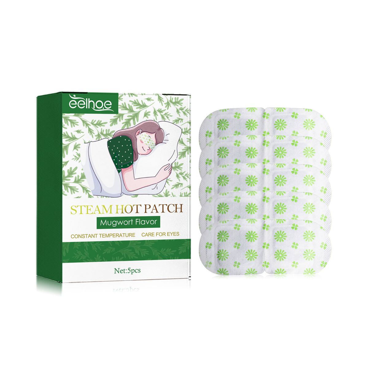HOTBUY 5件装/25片EELHOE 艾草蒸汽眼膜草本精华暖眼膜干眼热敷眼 - 实物图