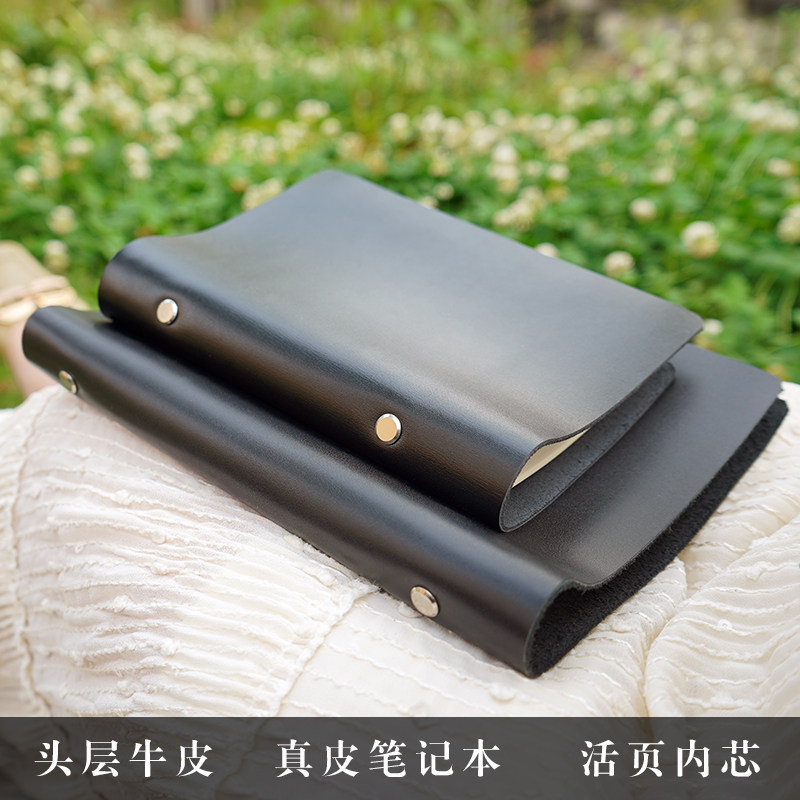 简约油蜡真皮牛皮活页笔记本图片