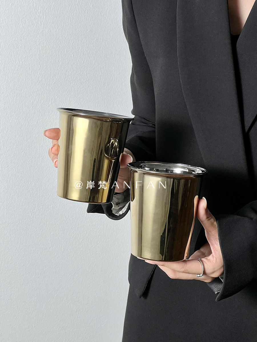 个性创意玻璃杯镭射金法式复古