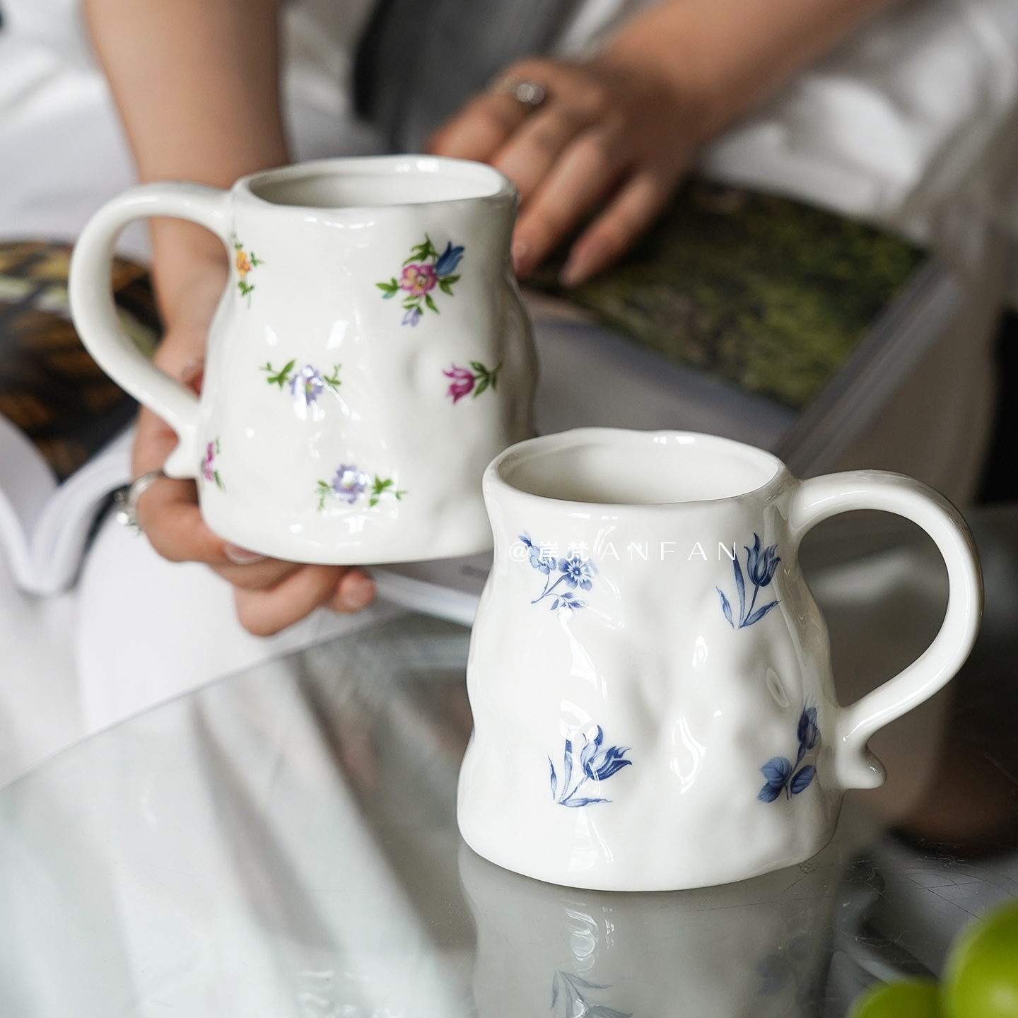 岸梵ins陶瓷杯马克杯设计感精致早餐杯拿铁咖啡杯牛奶杯喝水杯子