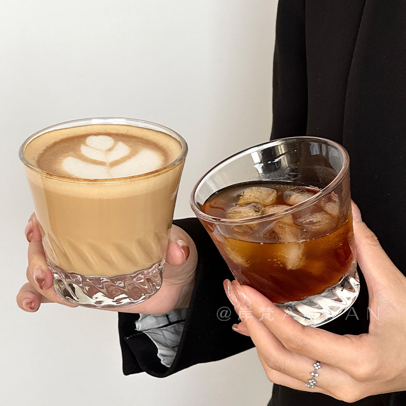 螺旋底纹咖啡杯冰美式拿铁
