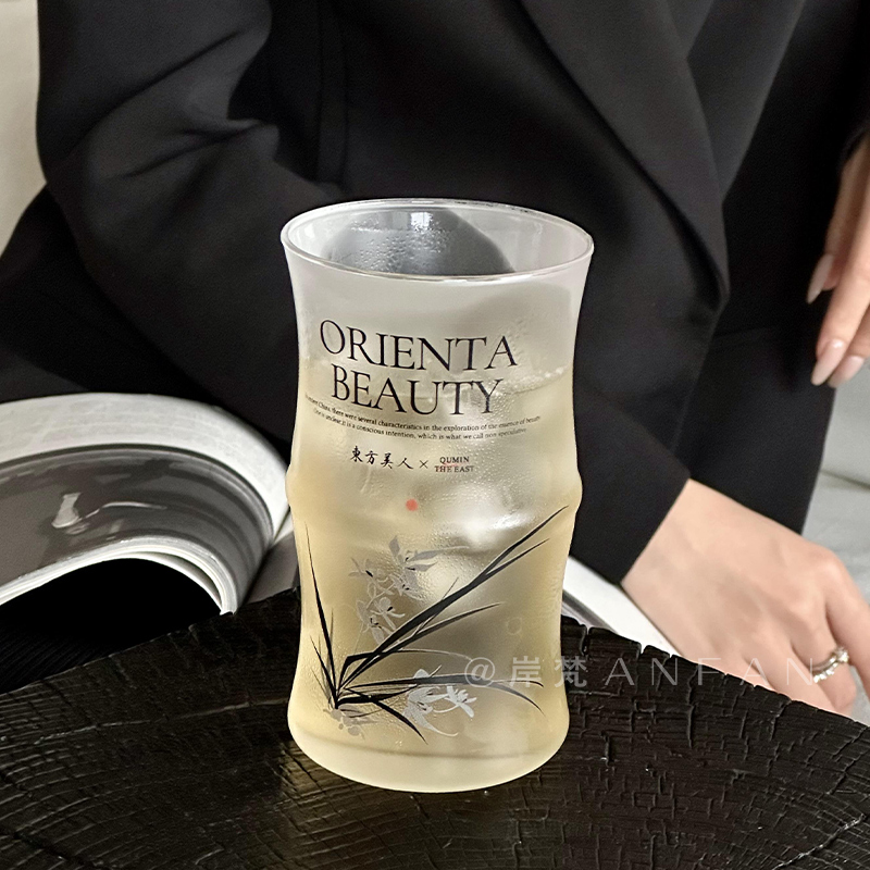 水墨画竹节杯子玻璃杯
