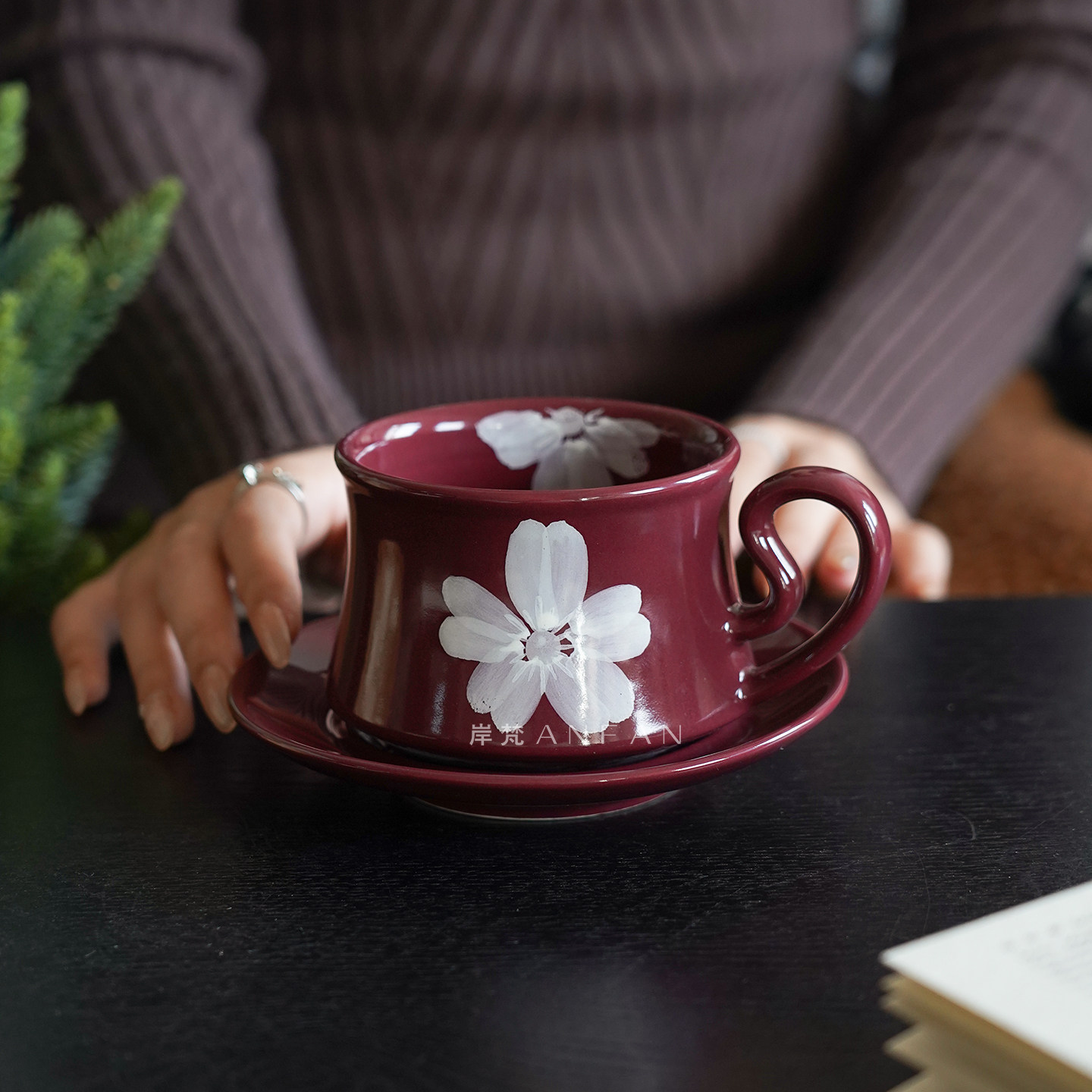 岸梵法式小众咖啡杯碟高颜值陶瓷杯下午茶杯马克杯办公室喝水杯子