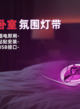 卧室USB灯带粉色情调夜灯房间家用客厅装饰5v灯光紫色气氛LED灯条