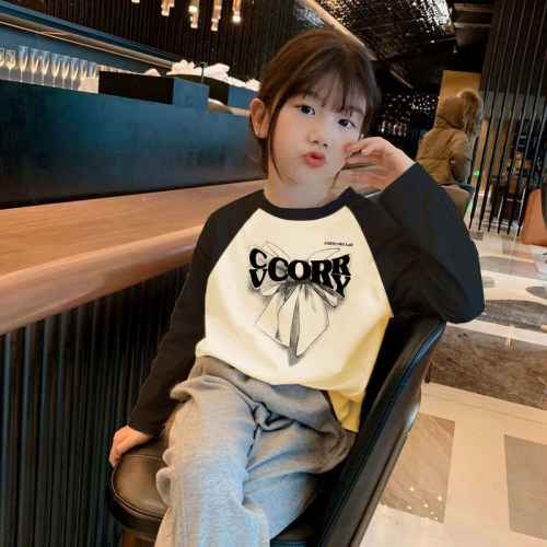 女童春秋纯棉长袖T恤2026新款儿童韩版洋气中大童女孩打底衫上衣
