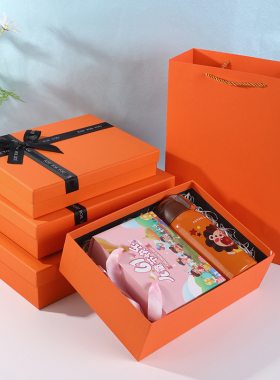 橙色礼品盒子精美围巾大号礼物盒韩版简约包装盒礼盒空盒定制logo