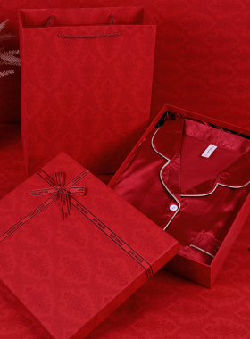 红色复古蝴蝶结生日礼盒伴手礼长方形礼物盒睡衣香水礼品盒包装盒