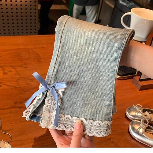 女童春秋蝴蝶结喇叭牛仔裤2025