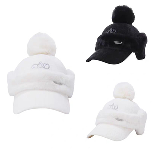 韩国高尔夫球帽女冬季 毛绒护耳舒适保暖golf鸭舌帽户外运动防晒帽