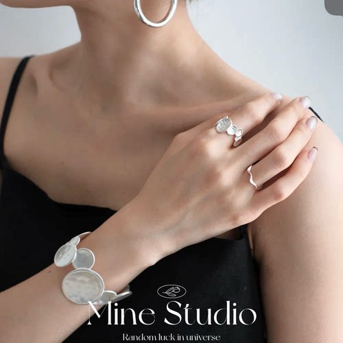 Mine Studio·新款不规则圆勺烧白手镯戒指女轻奢小众设计高级感