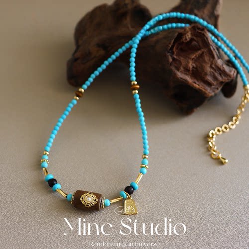 Mine Studio·新款松石虎眼石项链小众设计高级老山檀轻奢锁骨链