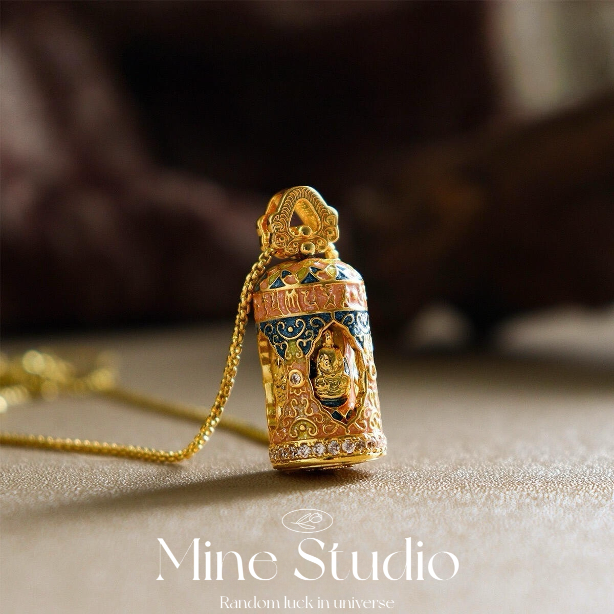 Mine Studio·四面佛像守护神吊坠可转动珐琅项链挂坠女送礼物转y