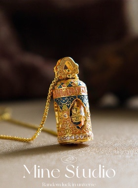 Mine Studio·四面佛像守护神吊坠可转动珐琅项链挂坠女送礼物转y